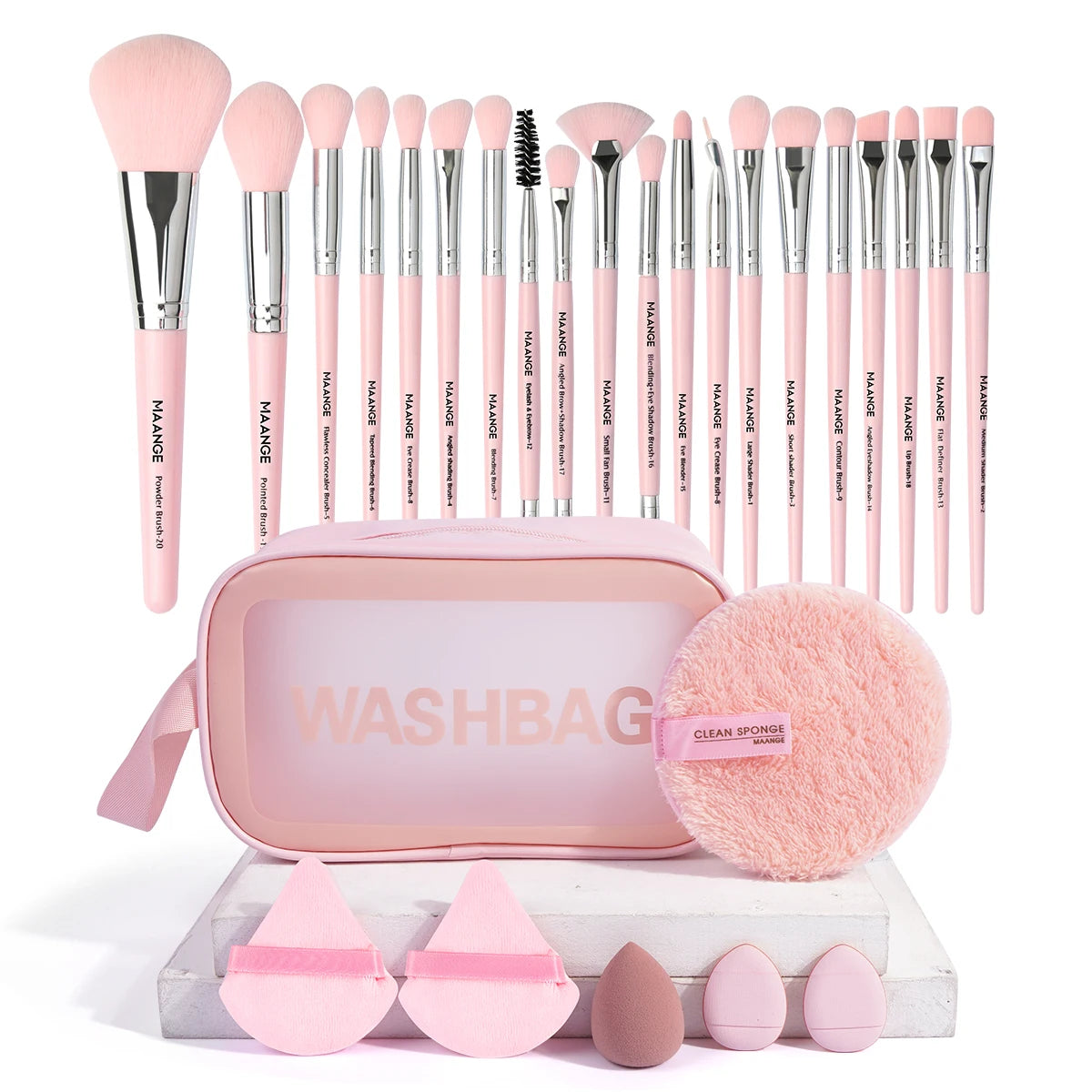 27PCS Makeup Tools Kit 20PCS Foundation Concealer Eyeshadow Makeup Brush Cosmetic Makeup Sponge Remover Valentines' Day