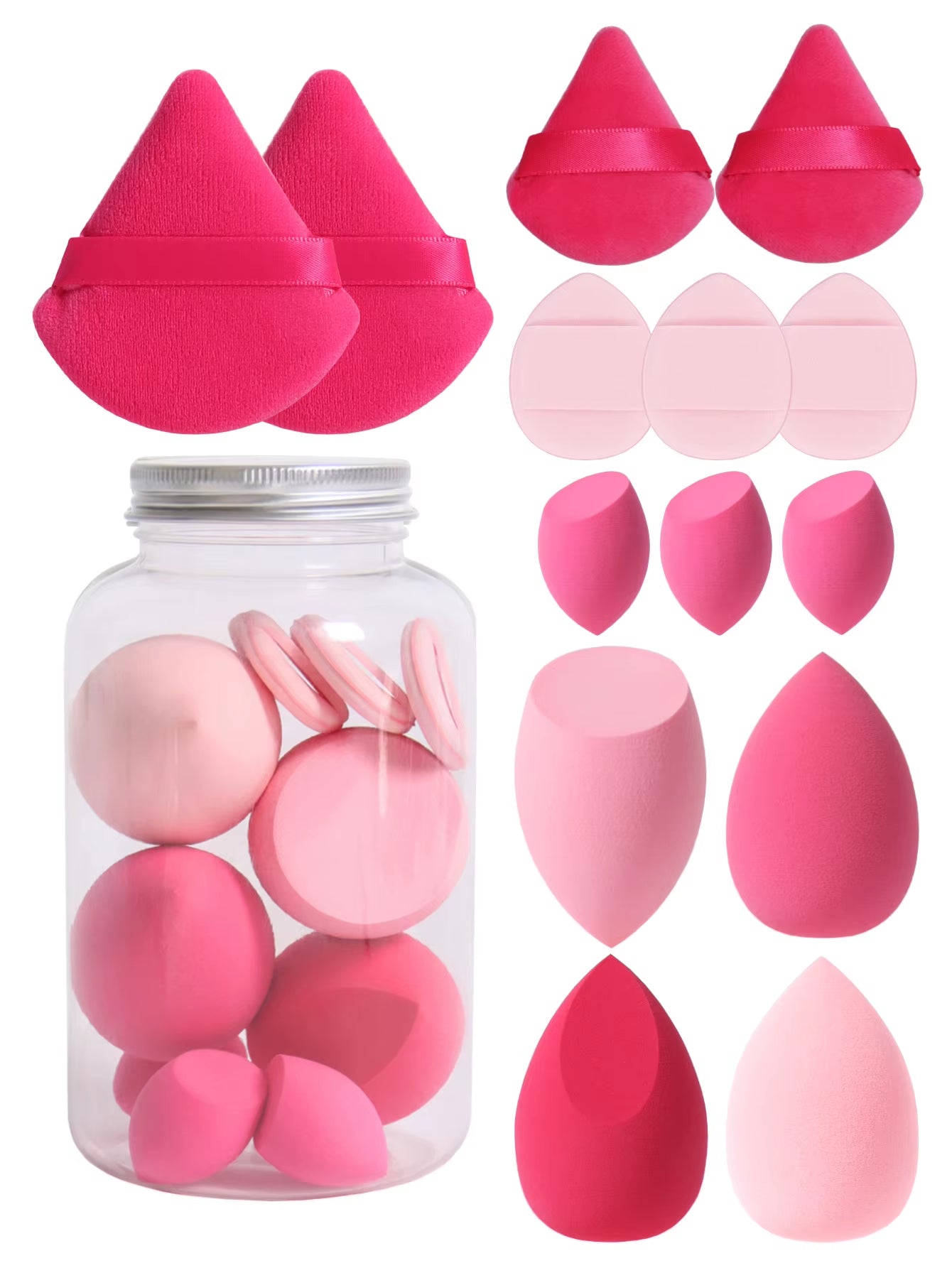 14 Piece Cosmetic Sponge Set, Cosmetic Sponge Finger Puff, Dry and Wet Foundation Make-Up Cosmetic Puff