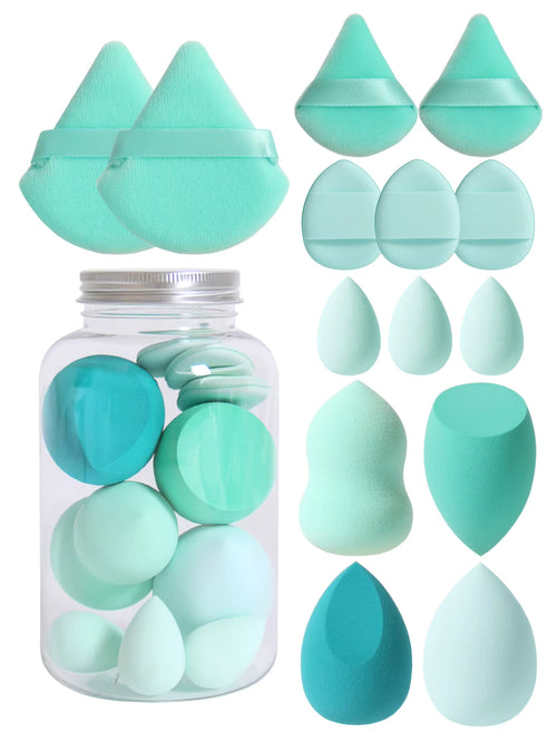 14 Piece Cosmetic Sponge Set, Cosmetic Sponge Finger Puff, Dry and Wet Foundation Make-Up Cosmetic Puff