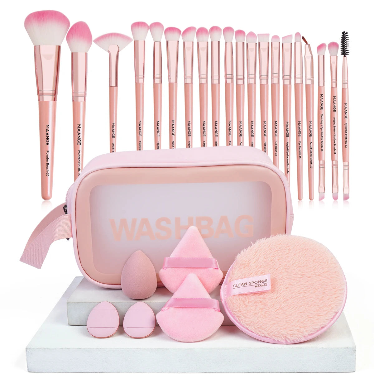 27PCS Makeup Tools Kit 20PCS Foundation Concealer Eyeshadow Makeup Brush Cosmetic Makeup Sponge Remover Valentines' Day